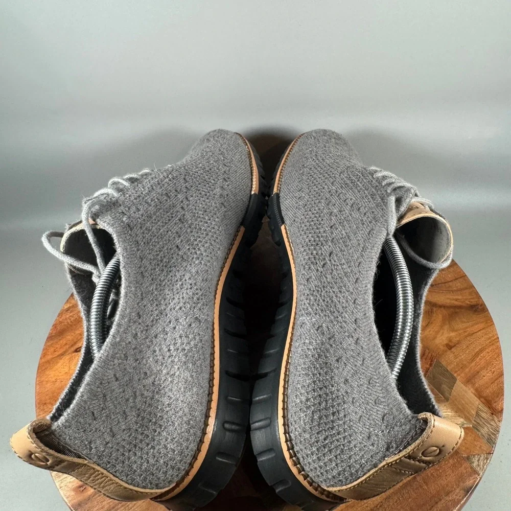 Cole Haan Zerogrand Wingtip Oxford Gray Wool Knit Shoes C28892 Mens 12M